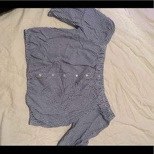 Blue and white stripped off shoulder top